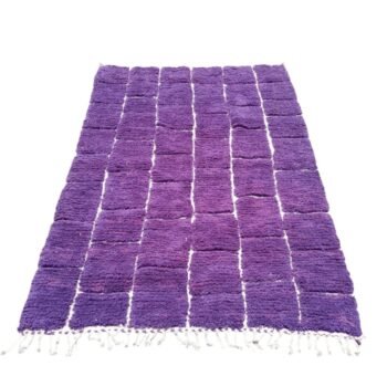 Custom handmade Boujaad Moroccan rug in rich purple tones